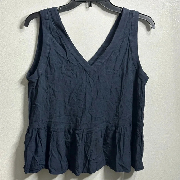 Ann Taylor LOFT Women Navy Blue V-neck Blouse Top Size Small. - Picture 2 of 9